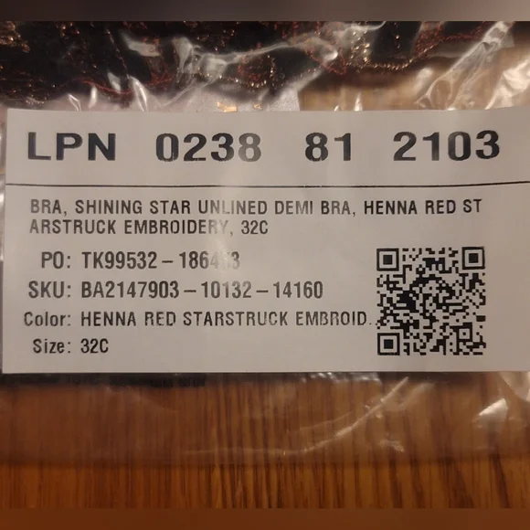 NWT Savage X Fenty Shining Star Unlined Demi Bra 32C Red Starstruck Embroidery - Picture 7 of 9